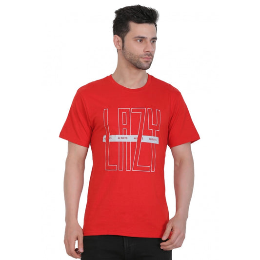 Generic Men's Cotton Jersey Round Neck Printed Tshirt (Red)