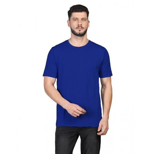 Generic Men's Casual Half Sleeve Solid Cotton Blended Round Neck T-shirt (Royal)