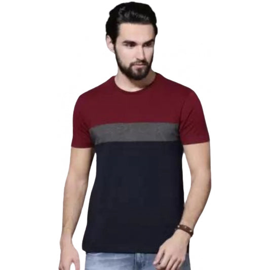 Generic Men's Casual Colorblock Cotton Blend Round Neck T-shirt (Multicolor)